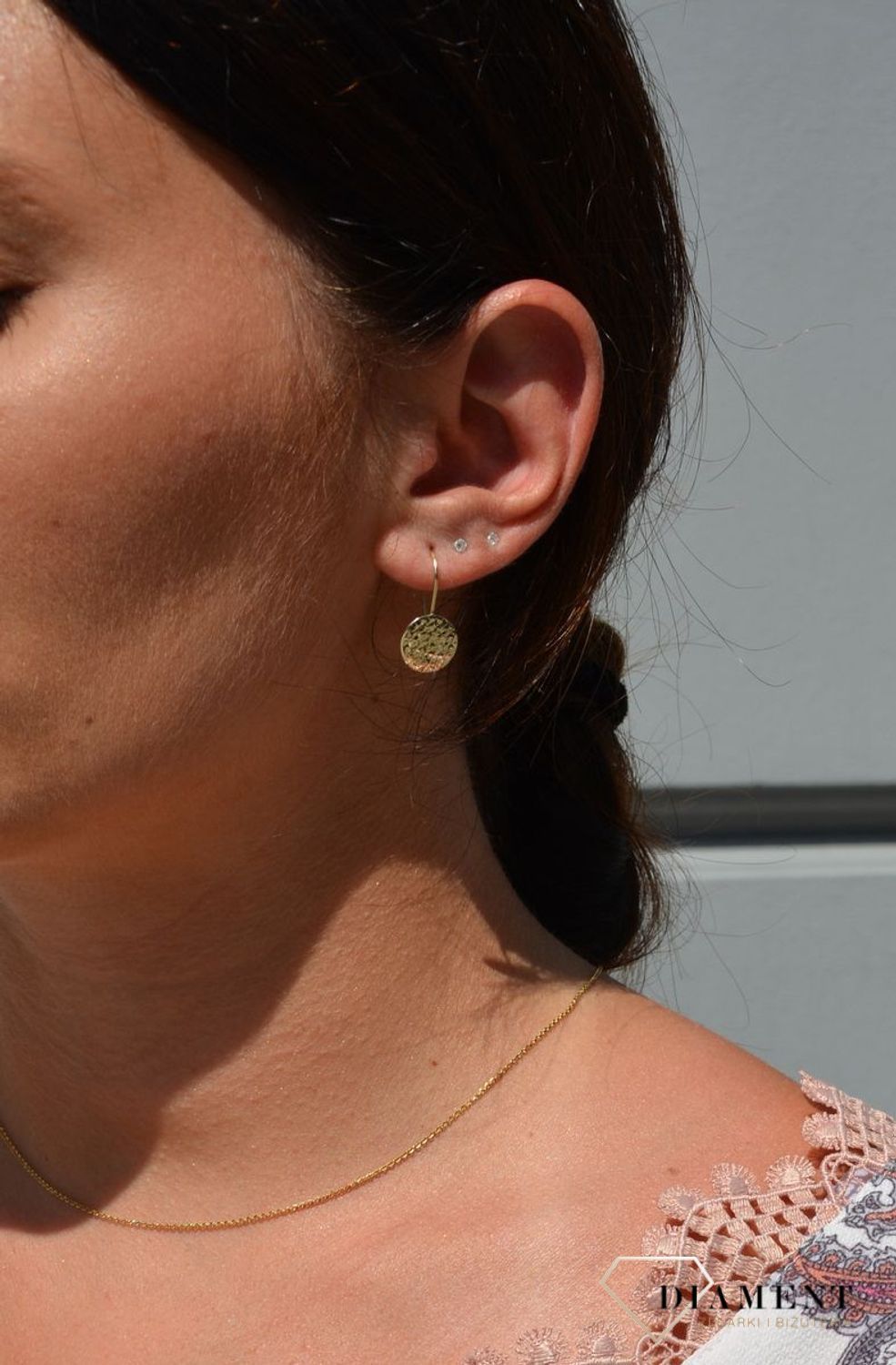 Kolczyki złote ' Grawerowane okręgi ' KL 9655.jpg